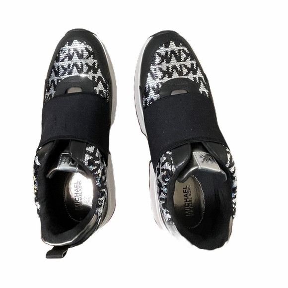 Michael Kors Cosmo Logo Sequined Slip on Sneakers. Size 8.5 EUC - Picture 7 of 13